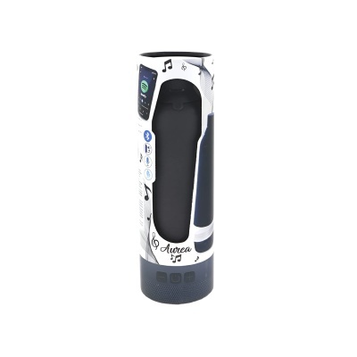 Garrafa térmica cinza com coluna Bluetooth | Aurea Garrafa térmica cinza com coluna Bluetooth | Aurea