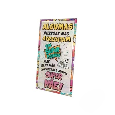 Placa de Vidro Banda Desenhada “Super Mãe”