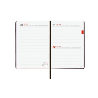 Agenda aberta em branco com datas de 20 a 22 de março de 2024