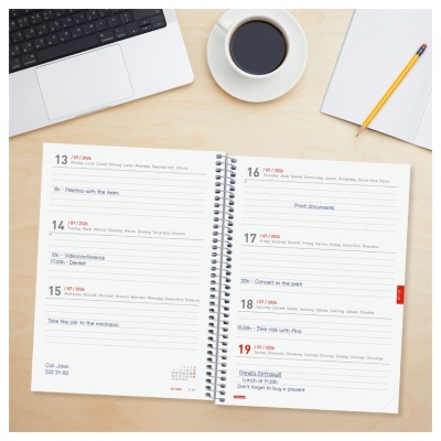 Agenda Semanal Espiral 18 Meses 2025/2026 Vermelho | Finocam