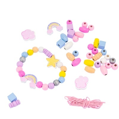 Missangas de madeira arco-íris