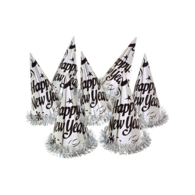 Chapéu de Festa "Happy New Year" Prata