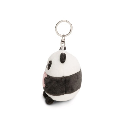 Porta-chaves de peluche em forma de panda preto e branco