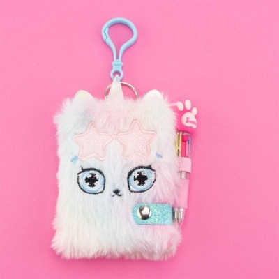 Mini Bloco de Notas Porta-Chaves com Caneta Multicor | Girabrilla