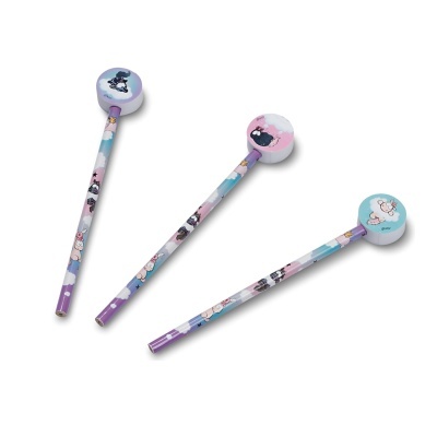 Conjunto 3 lápis com borracha Unicórnio Theodor & Friends | Nici