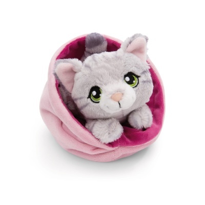 Gato cinzento listado em cesto 12cm Little Paws  | Nici