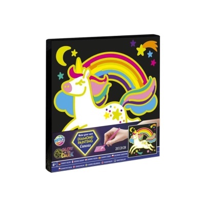 Tela pinta com diamantes Unicórnio brilha no escuro