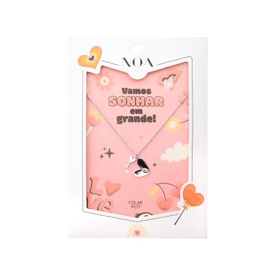 Colar prateado aço "Vamos sonhar em grande" | Noa Story