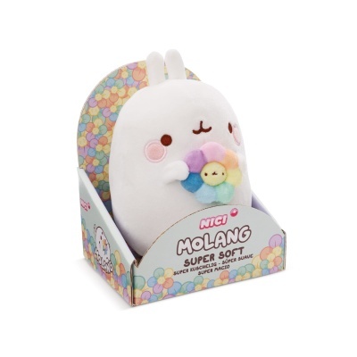 Peluche Molang com flor arco-íris em caixa | Nici