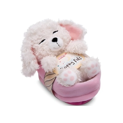 Peluche em Cesto Cão Branco 12cm | Sleeping Pets