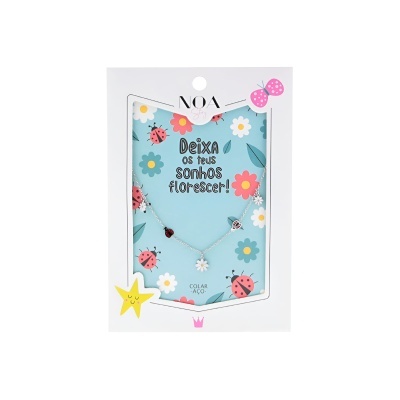 Colar prateado aço "Deixa os teus sonhos florescer!" | Noa Story Kids