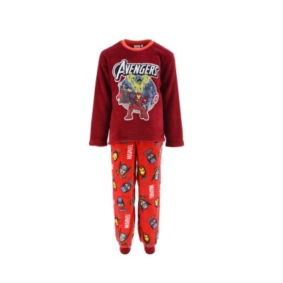 Pijama infantil vermelho dos Avengers com camisola e calças estampadas