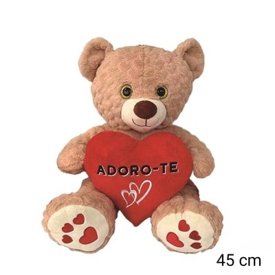 Urso de peluche com coração "Adoro-te" 45cm