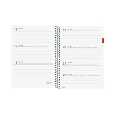 Agenda Semanal Espiral 18 Meses 2025/2026 Vermelho | Finocam