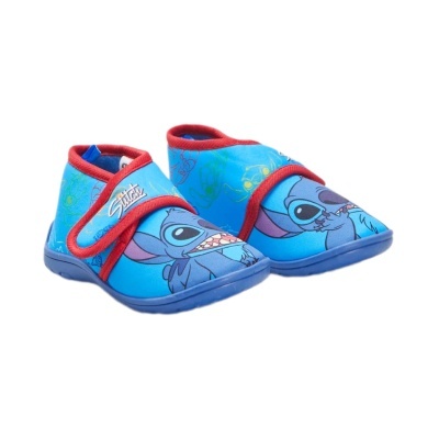 Pantufa bota com sola em borracha azul Stitch