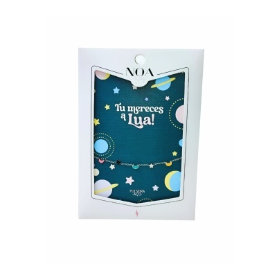 Pulseira prateada aço "Tu mereces a lua!" | Noa Story Kids