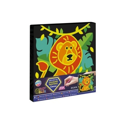 Tela pinta com diamantes Leão brilha no escuro