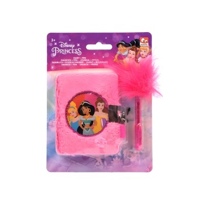 Mini diário + caneta com pompom Princesas Disney