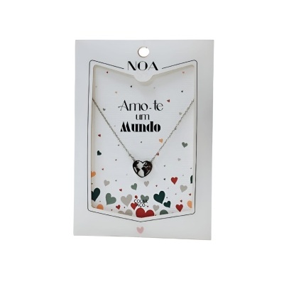 Colar prateado aço "Amo-te um Mundo" | Noa Story