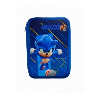 Estojo azul com personagem Sonic e texto SONIC 2