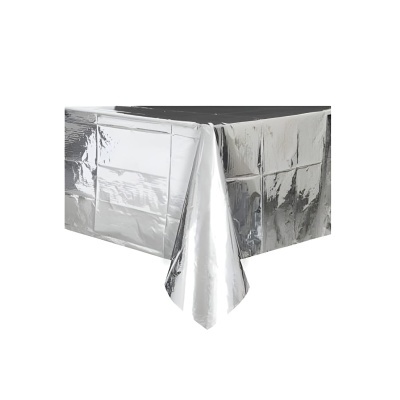 Toalha de Mesa Plástico Prateada Metalizada