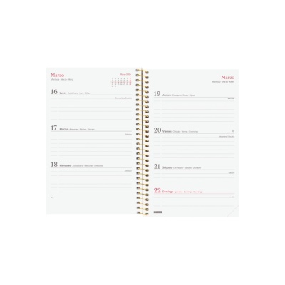 Agenda semanal 2026 Espiral Beta Goldy | Finocam