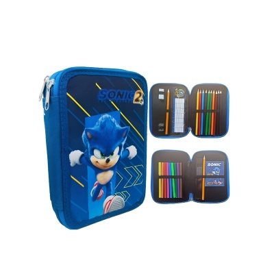 Estojo duplo com material SONIC The Hedgehog