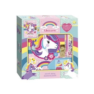 Conjunto para pintar com diamantes 'Unicorn' com diário e acessórios em caixa colorida