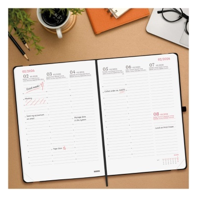 Agenda semanal A5 2026 Capri Preto | Finocam