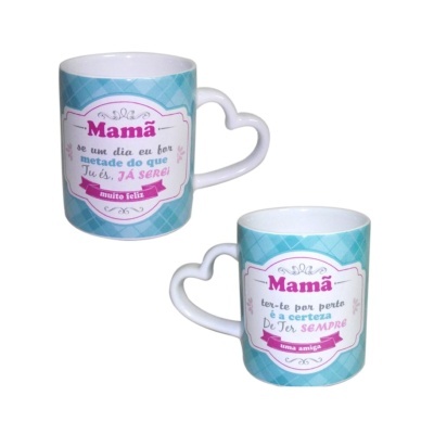 Caneca cerâmica asa coração "Mamã"