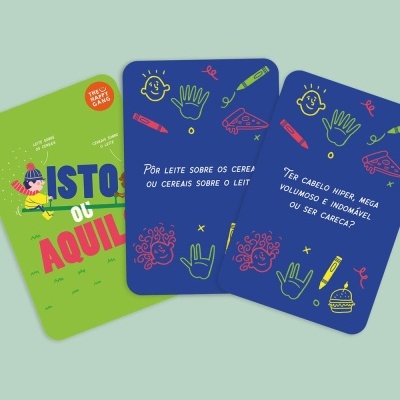 Três cartas coloridas com textos em português europeu e desenhos infantis.