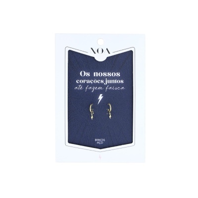 Brincos dourados aço  "Os nossos corações juntos até fazem faísca" | Noa Story