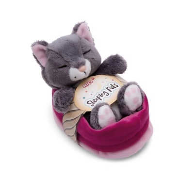 Peluche em Cesto Gato Cinzento 12cm | Sleeping Pets