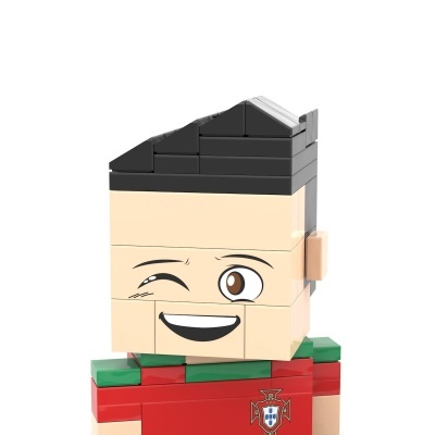 Boneco de blocos de construção com camiseta da seleção portuguesa
