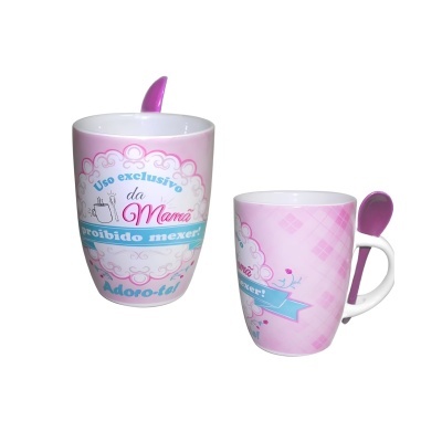 Caneca cerâmica com colher "Mamã"