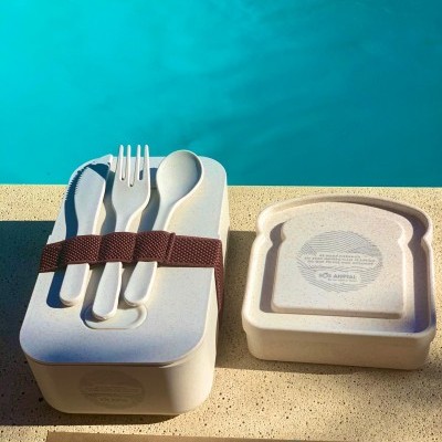 Lancheira + Sanduicheira + Palhinhas + Saco de Algodão