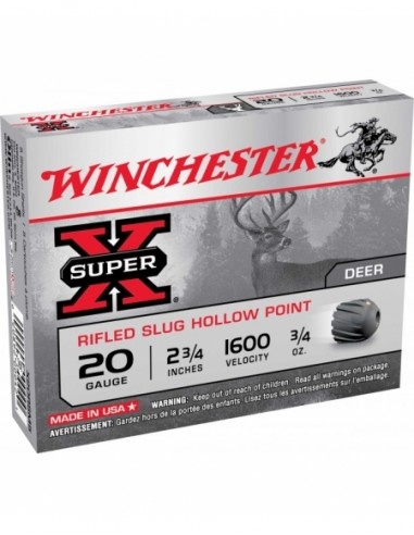 Caixa de munição Winchester Super X calibre 20 rifled slug hollow point