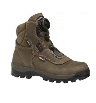 Bota castanha de couro com sistema de fecho giratório