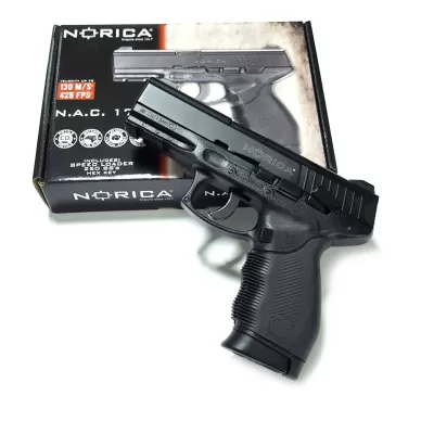 Pistola de ar comprimido preta Norica N.A.C. 17 com caixa