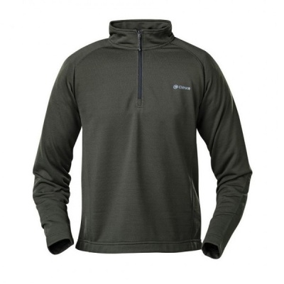 Camisola masculina cinzenta escura de meia-zíper com gola alta e logo Craghoppers