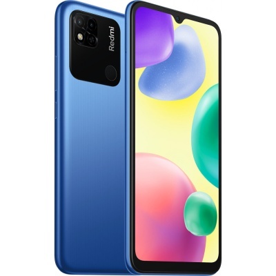 Smartphone Redmi azul com ecrã colorido e câmara traseira dupla