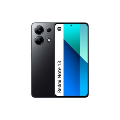 Smartphone Redmi Note 13 preto mostrando frente e verso