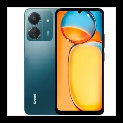 Telemóvel Redmi verde metálico com duas câmaras traseiras e ecrã com entalhe frontal