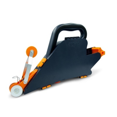 Dispenser manual preto e laranja para fita adesiva com pega ergonómica