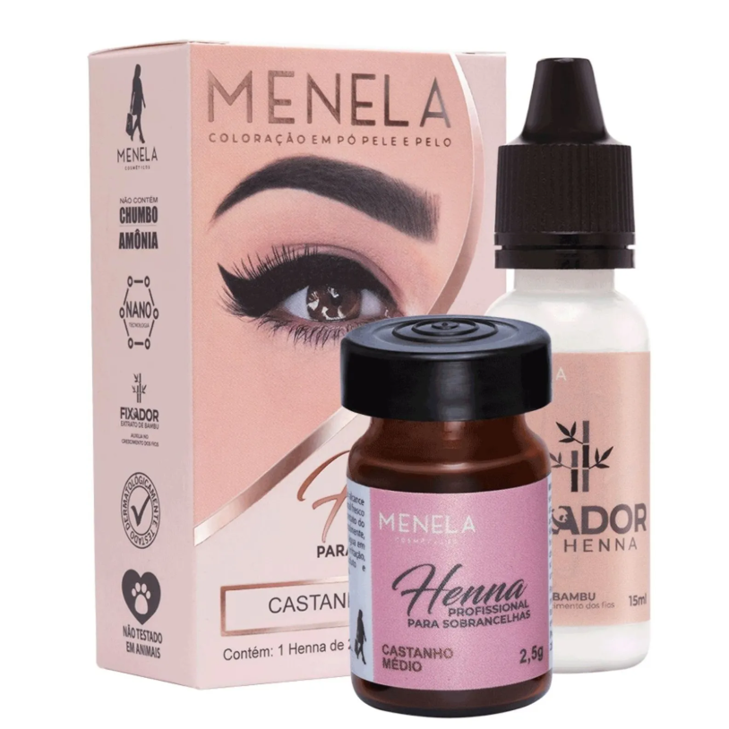 Kit Henna para Sobrancelhas Menela - Castanho Médio