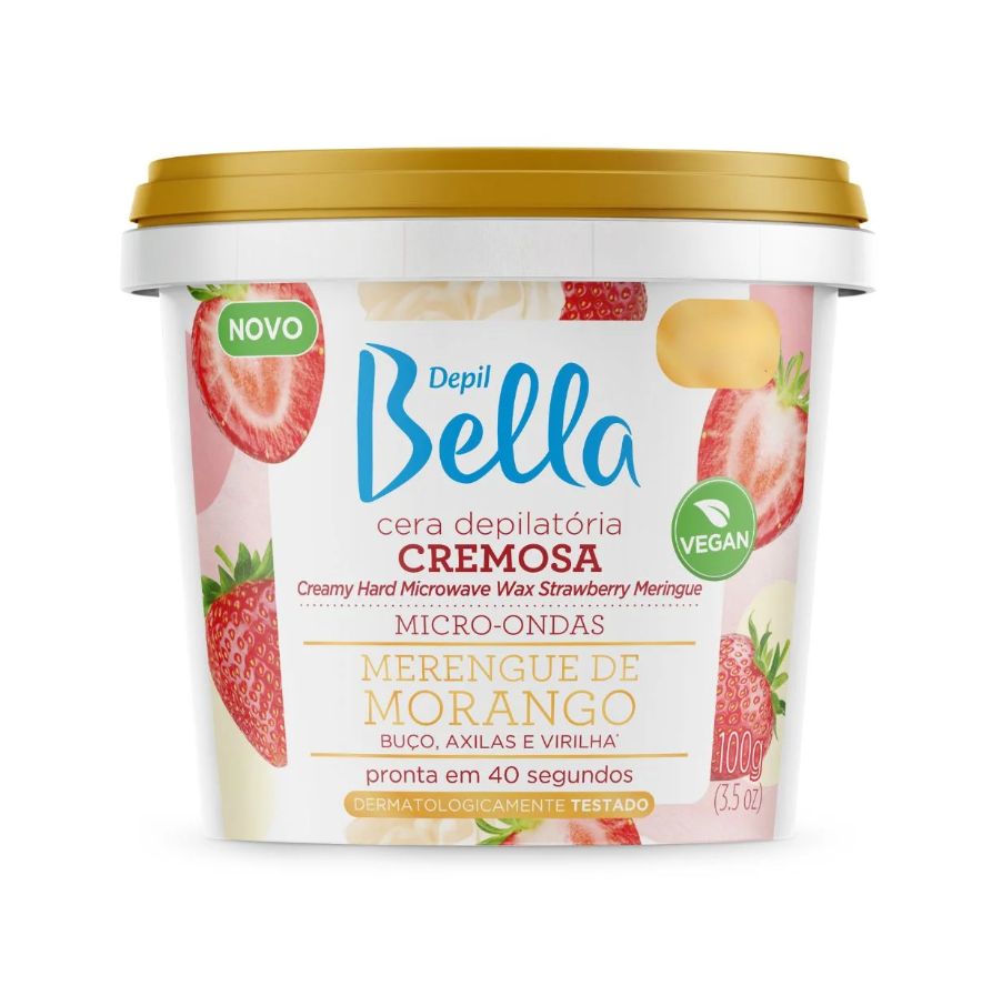 Cera Quente Depilatória Cremosa Morango Depil Bella 100g