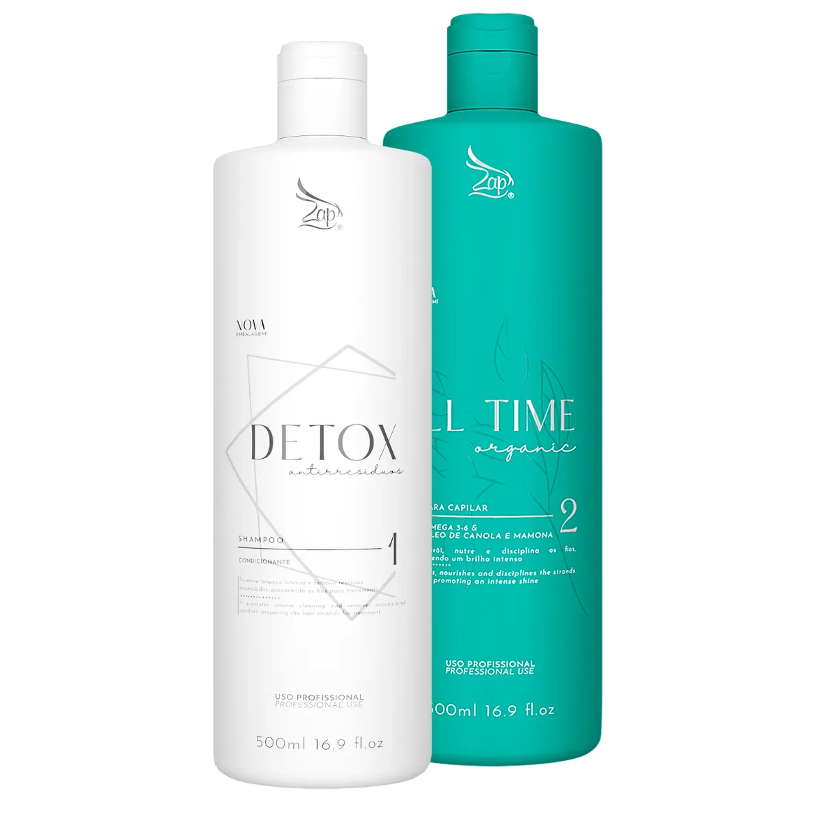 Kit Escova Progressiva Sem Formol Zap All Time Organic – 2x 500 ml - Sob Encomenda