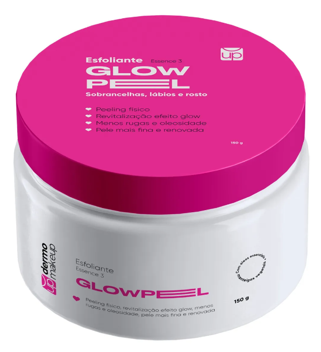 Frasco branco com tampa rosa fúcsia de esfoliante Glow Peel Essence 3