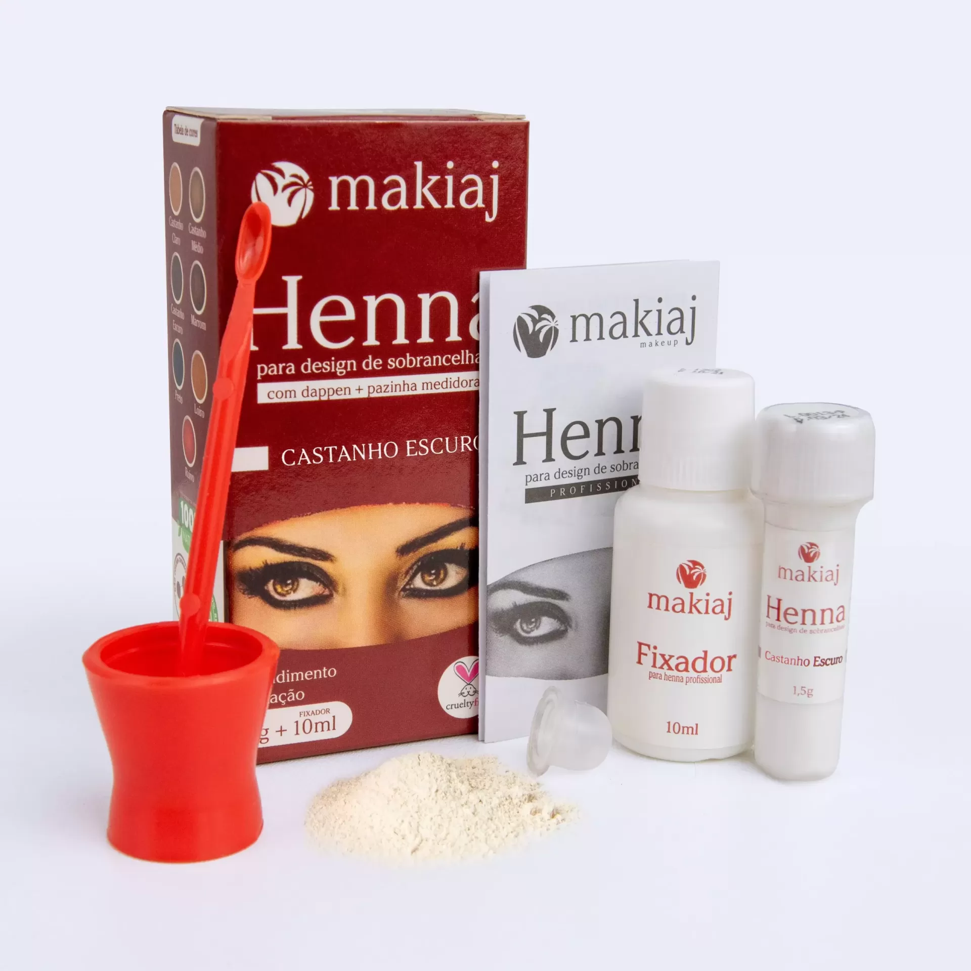 Henna Pó Makiaj Castanho Escuro