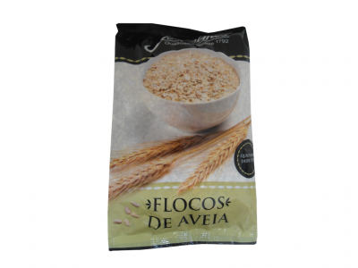 Pacote de Flocos de Aveia com tigela e espigas de trigo